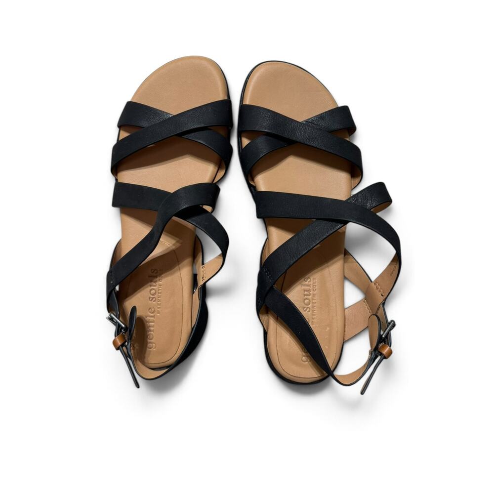 Gentle Souls Women’s Black Leather Strappy Flat Sandals Size 10 - Picture 5 of 11